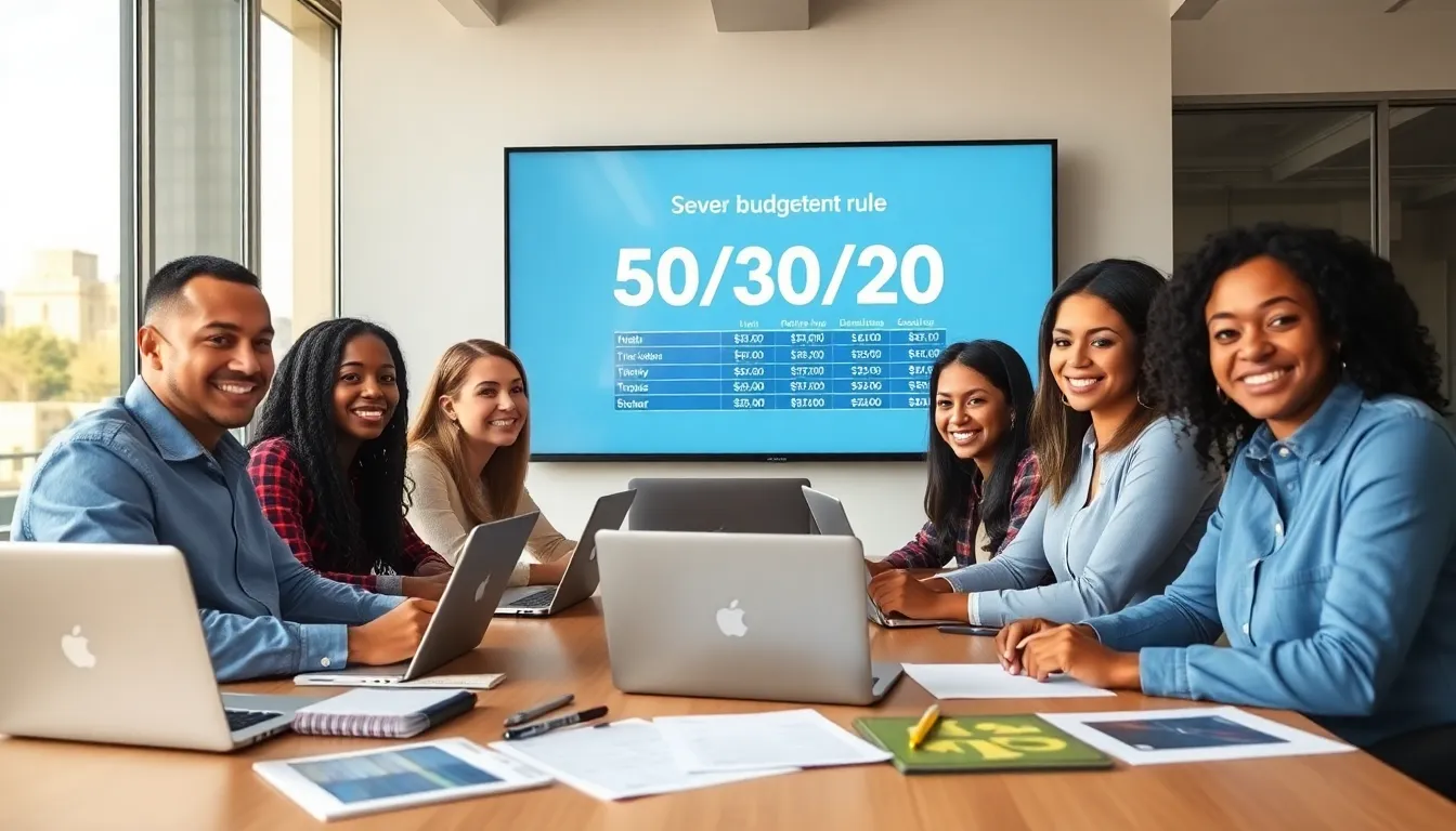 diverse team discussing personal finance in a modern Nashville office.